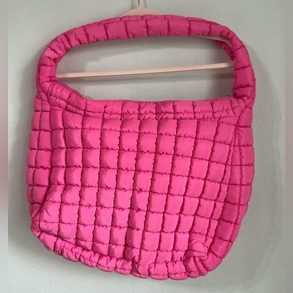 Free People Quilted Carryall Bag in Bubblegum Pink NWT - Picture 6 of 8